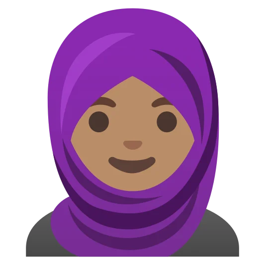 The woman with headscarf: medium skin tone emoji.