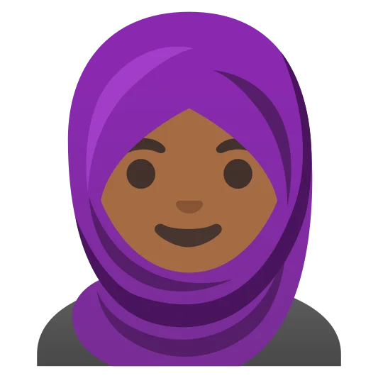 The woman with headscarf: medium-dark skin tone emoji.