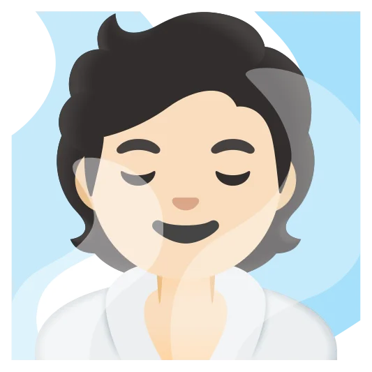 The person in steamy room: light skin tone emoji.