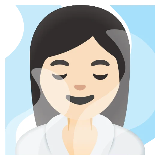 The woman in steamy room: light skin tone emoji.