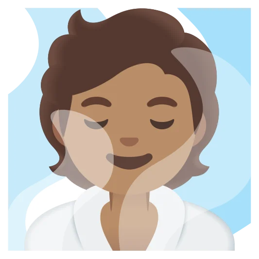The person in steamy room: medium skin tone emoji.