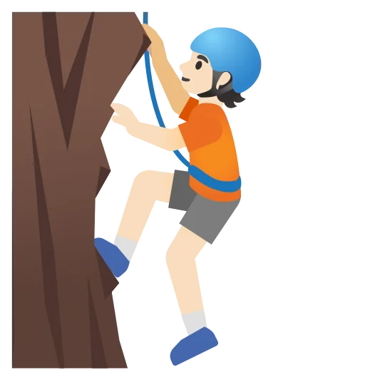 The person climbing: light skin tone emoji.