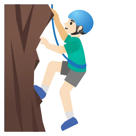 The man climbing: light skin tone emoji.