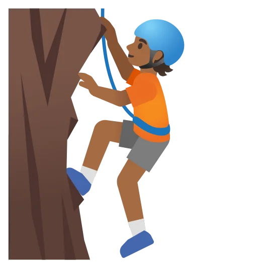 The person climbing: medium-dark skin tone emoji.