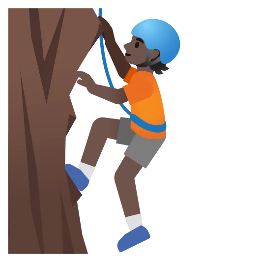 The person climbing: dark skin tone emoji.