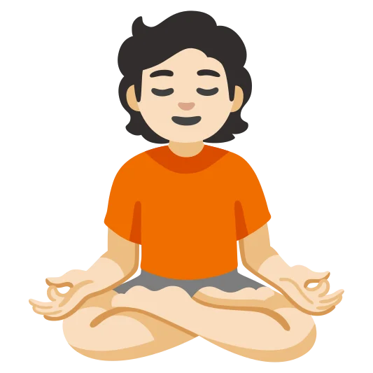The person in lotus position: light skin tone emoji.