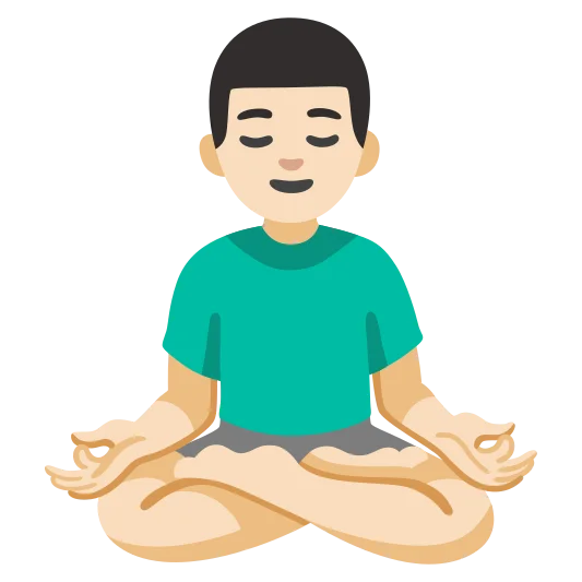 The man in lotus position: light skin tone emoji.