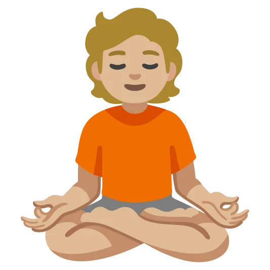 The person in lotus position: medium-light skin tone emoji.
