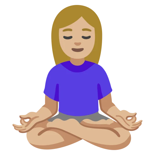 The woman in lotus position: medium-light skin tone emoji.