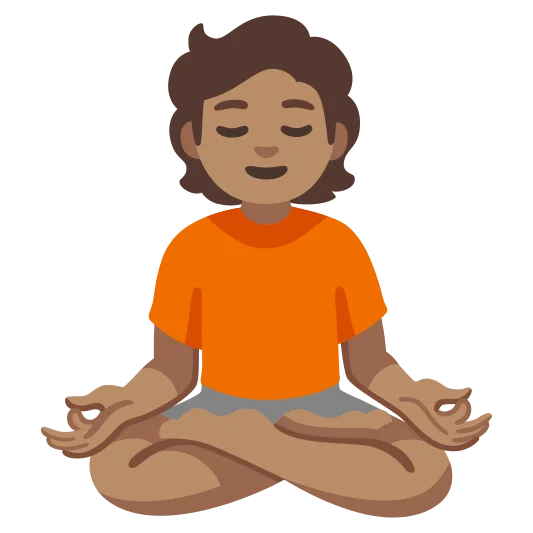 The person in lotus position: medium skin tone emoji.