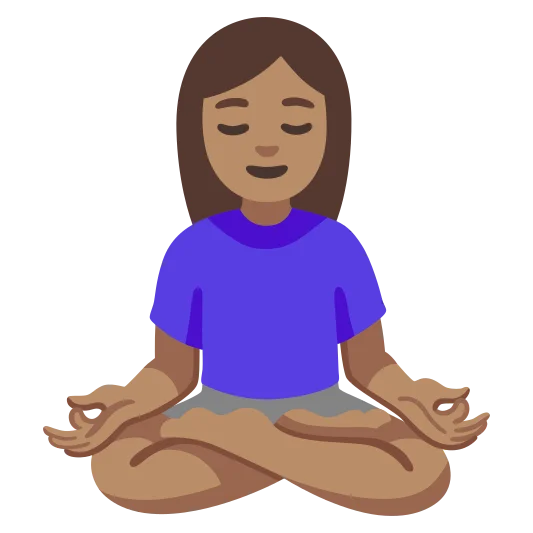 The woman in lotus position: medium skin tone emoji.