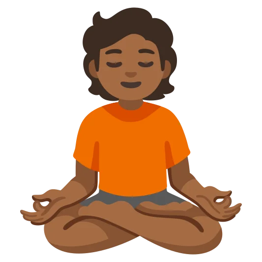 The person in lotus position: medium-dark skin tone emoji.