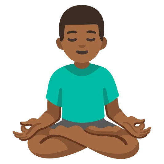 The man in lotus position: medium-dark skin tone emoji.