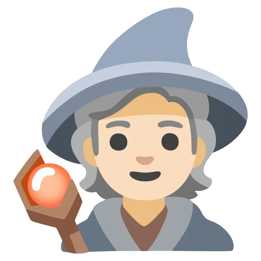 The mage: light skin tone emoji.
