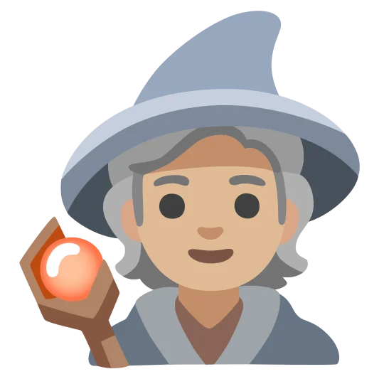 The mage: medium-light skin tone emoji.