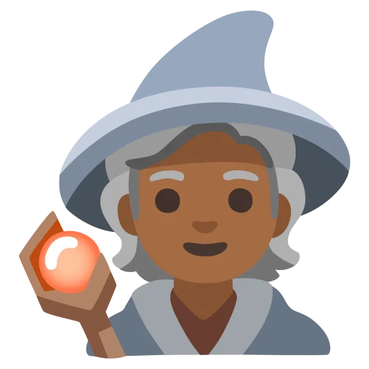 The mage: medium-dark skin tone emoji.