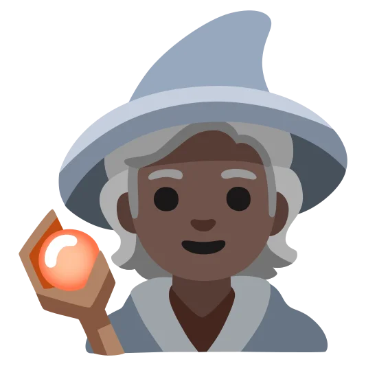 The mage: dark skin tone emoji.