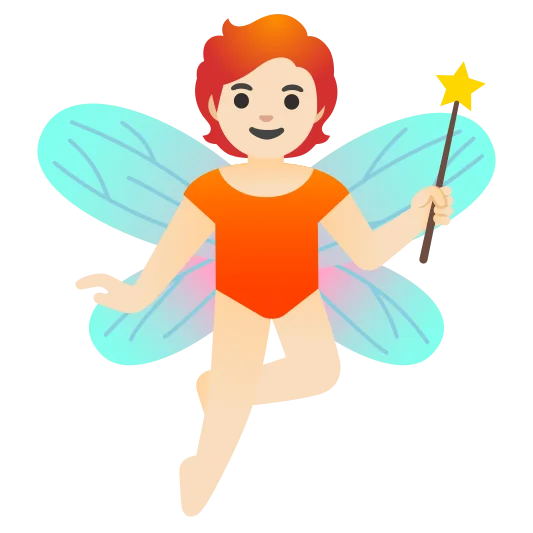 The fairy: light skin tone emoji.