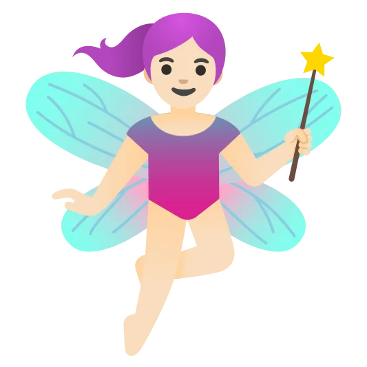 The woman fairy: light skin tone emoji.