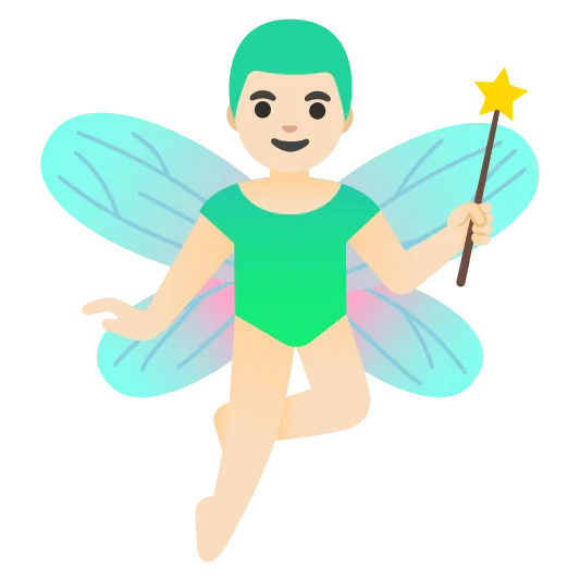 The man fairy: light skin tone emoji.