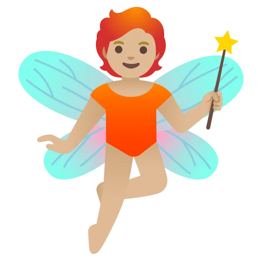 The fairy: medium-light skin tone emoji.