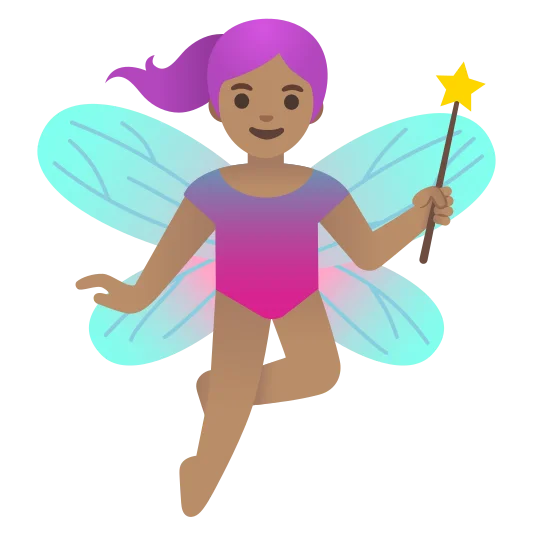 The woman fairy: medium skin tone emoji.