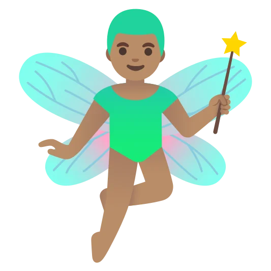 The man fairy: medium skin tone emoji.