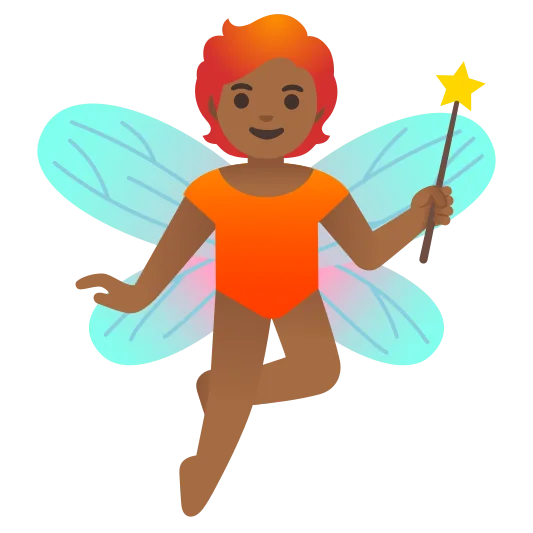 The fairy: medium-dark skin tone emoji.