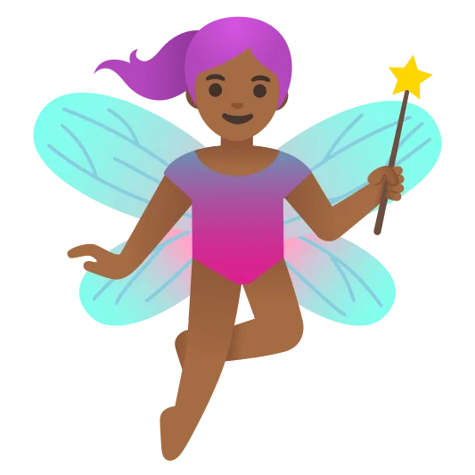The woman fairy: medium-dark skin tone emoji.