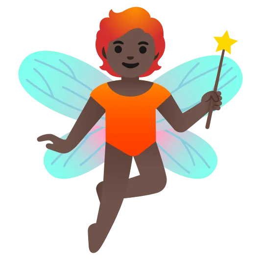 The fairy: dark skin tone emoji.