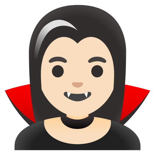 The woman vampire: light skin tone emoji.