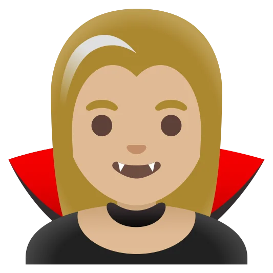 The woman vampire: medium-light skin tone emoji.