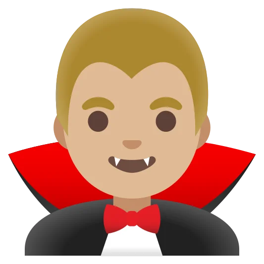 The man vampire: medium-light skin tone emoji.