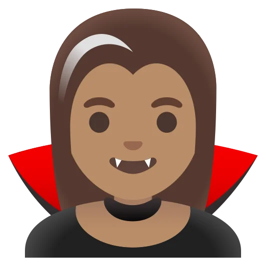 The woman vampire: medium skin tone emoji.
