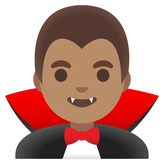 The man vampire: medium skin tone emoji.