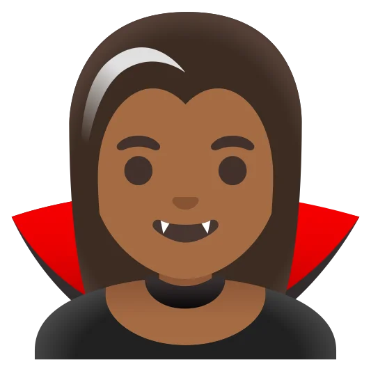 The woman vampire: medium-dark skin tone emoji.