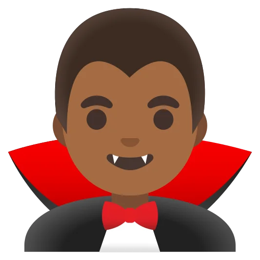 The man vampire: medium-dark skin tone emoji.