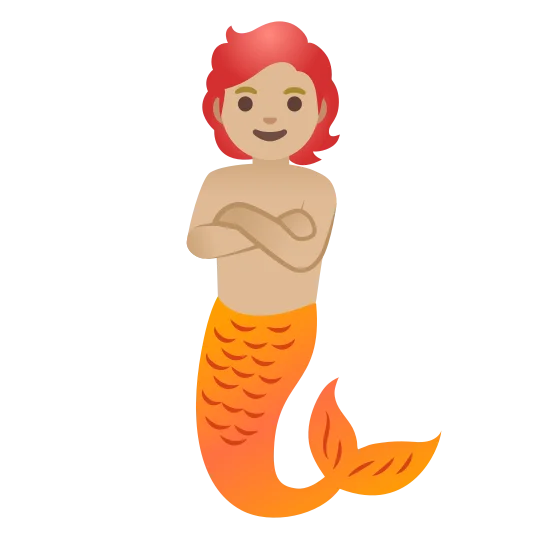 The merperson: medium-light skin tone emoji.
