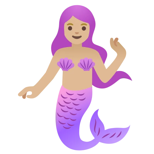 The mermaid: medium-light skin tone emoji.