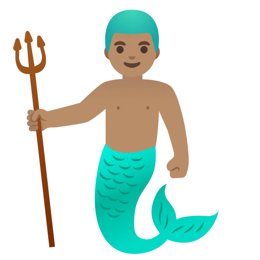 The merman: medium skin tone emoji.