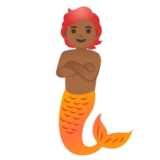 The merperson: medium-dark skin tone emoji.