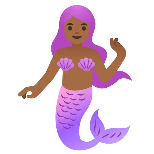 The mermaid: medium-dark skin tone emoji.