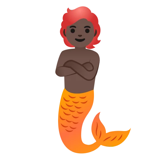 The merperson: dark skin tone emoji.
