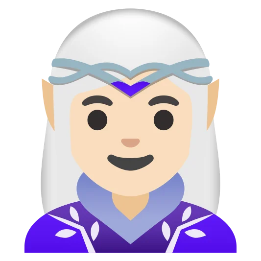 The woman elf: light skin tone emoji.
