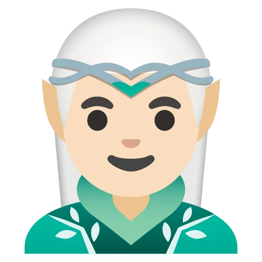The man elf: light skin tone emoji.