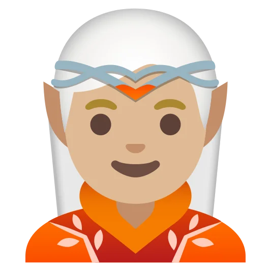 The elf: medium-light skin tone emoji.