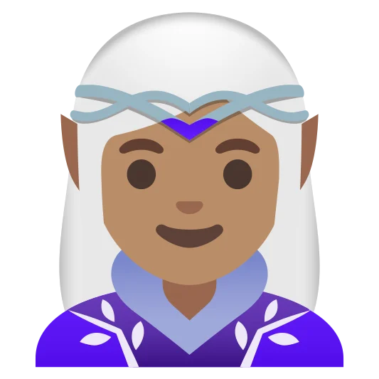 The woman elf: medium skin tone emoji.