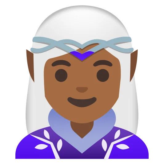 The woman elf: medium-dark skin tone emoji.