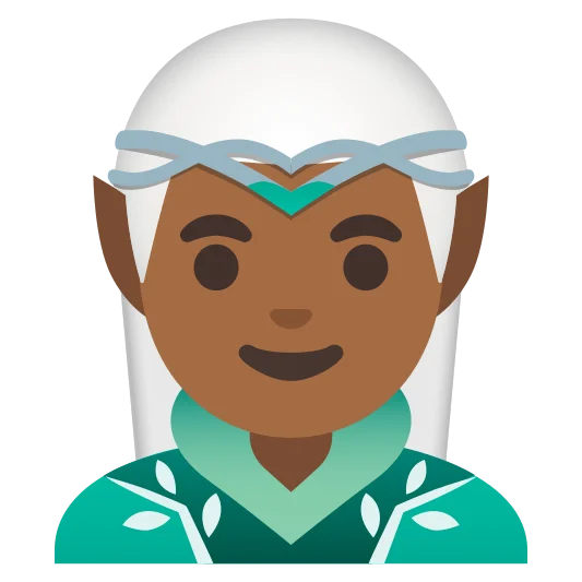 The man elf: medium-dark skin tone emoji.