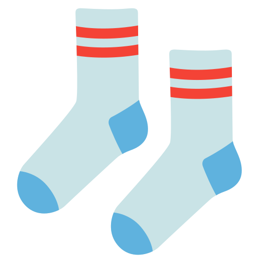 A pair of socks worn on the feet.